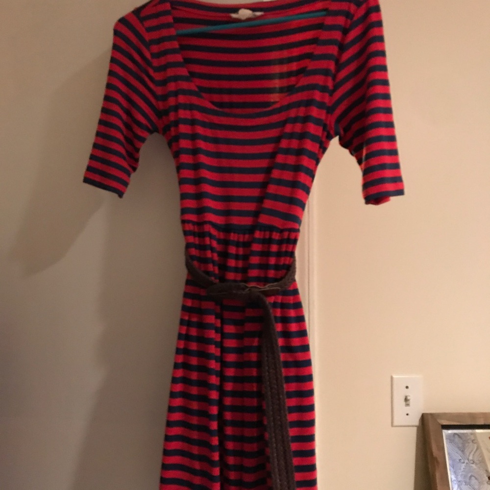 Blue and Red Striped Dress